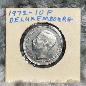 1972 10 Franc De Luxembourg Coin, Minted in Belgium